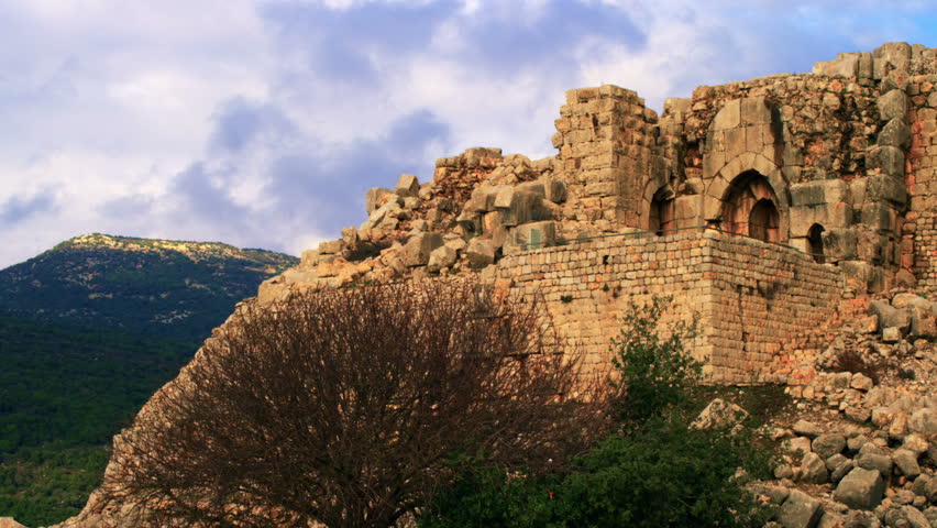 Nice wide shot of the ruined entry into the Nimrod Fortress in the Golan