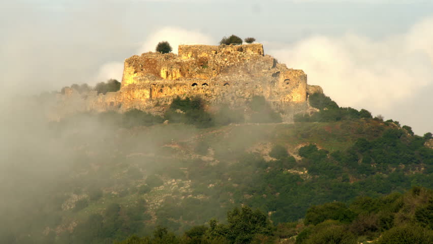Shot with a long lens, Nimrod Fortress in the Golan Heights, Israel