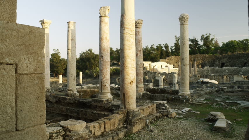 Ruins left from the Roman and Hellenistic occupation in Beit She'an, Israel.