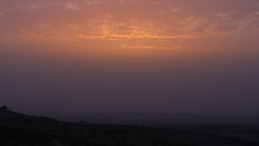 Orange and black sunset over an Israeli valley.    02/24/2011