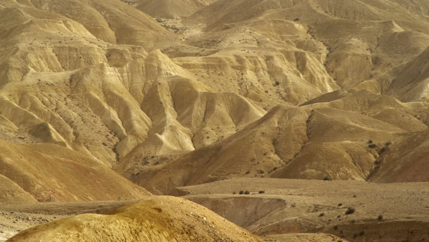 Golden Wadi Zin desert mountainous . In this region of Israel erosion has