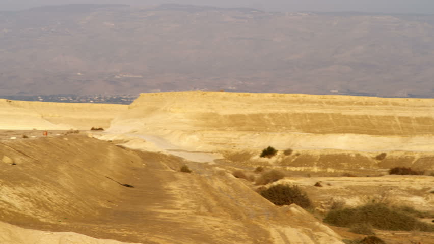 Panoramic of the Ein Gedi Israel desert.  Move is from left to right with the