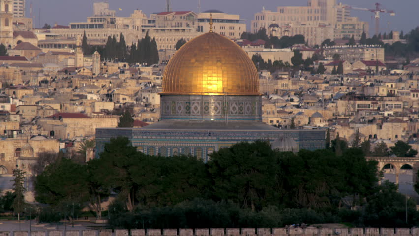 A medium shot of the Dome Of The Rock on the Temple Mount in Jerusalem, Israel,