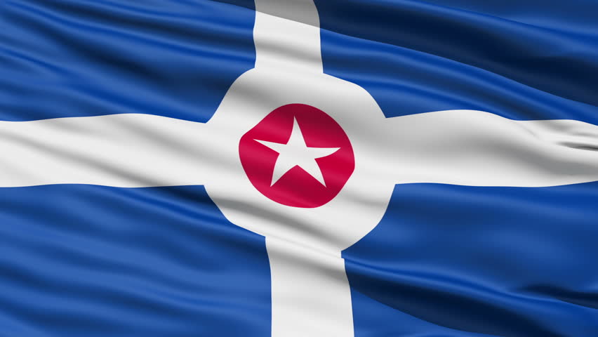 Indianapolis Waving American State Capital City Flag Animation