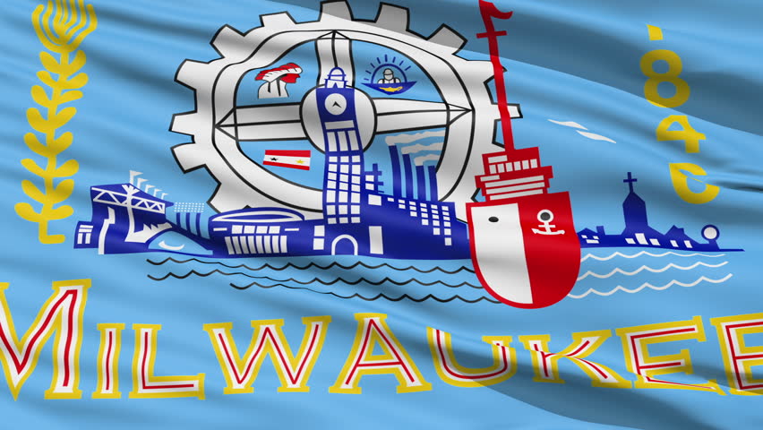 Milwaukee Waving American State Capital City Flag Animation