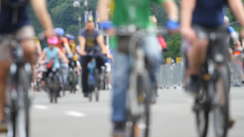 Group of cyclist at bike race in blurred