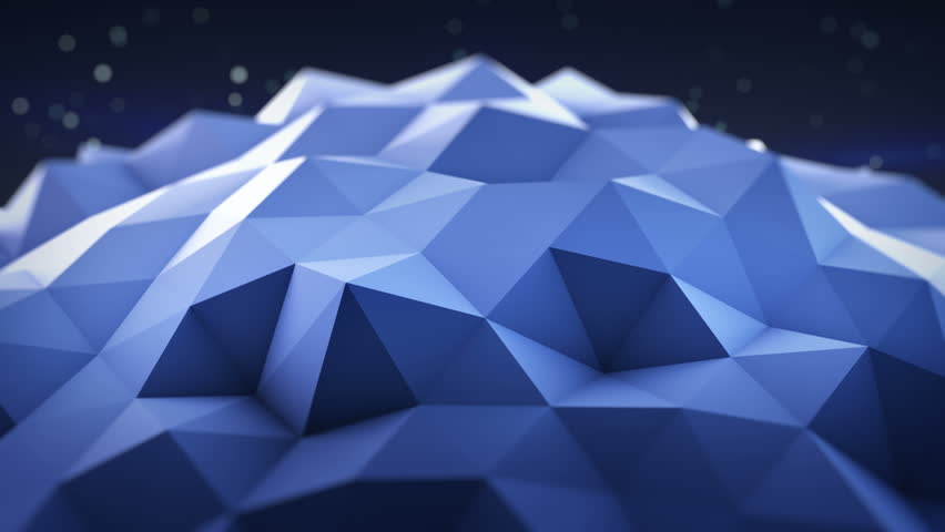 Blue polygonal shape vibrating. Abstract geometrical modern background. Semless loop 3D render smooth animation 4k UHD (3840x2160)
