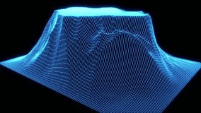 3D Wireframe Hologram Landscape Mountain in Motion