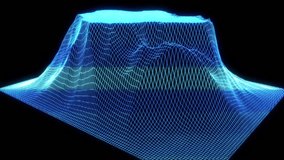 3D Wireframe Hologram Landscape Mountain in Motion