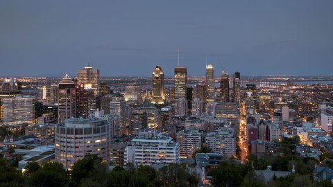 Montreal from day to night. 4K timelapse sequence of the Canada's 2nd largest city, located in the Canadian province of Quebec.