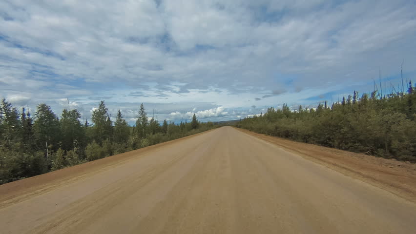 Alaska roads,  Dalton Highway heading to Arctic Circle (5 of 8).  Driving POV low angle hyperlapse  