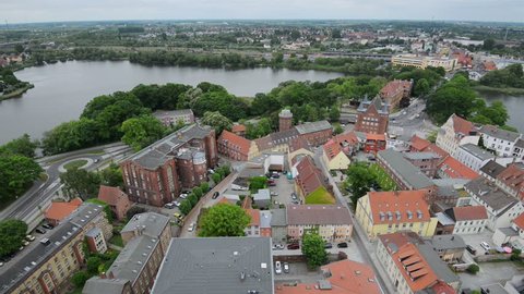 STRALSUND, GERMANY - MAY 26, 2016: Aerial view of Stralsund, is a hanseatic town in Mecklenburg-Vorpommern, Germany