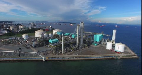 Labuan,Malaysia-June 7,2016:Aerial view of the Petronas Methanol plant at Labuan,Malaysia.Petronas Methanol Labuan engages in the production of methanol in Malaysian oil and gas company.