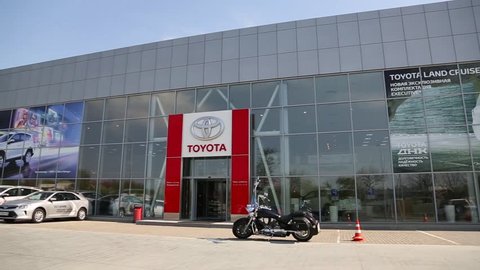 VLADIVOSTOK, RUSSIA - CIRCA MAY, 2016: Toyota Center Vladivostok - dealer of Toyota. Toyota Motor Corporation - the largest Japanese automotive corporation, is a key member of the Toyota Group.

