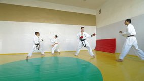 Martial Arts sport training in gym, Wide Angle