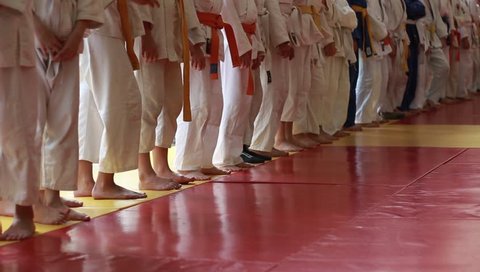 Judo competition (kids). Children Martial arts. School of judo