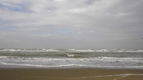 North Sea coast waves breaking