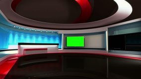 News Studio. Tv studio set. The perfect backdrop for any green screen or chroma key video production. Loop. 3D . 3D rendering