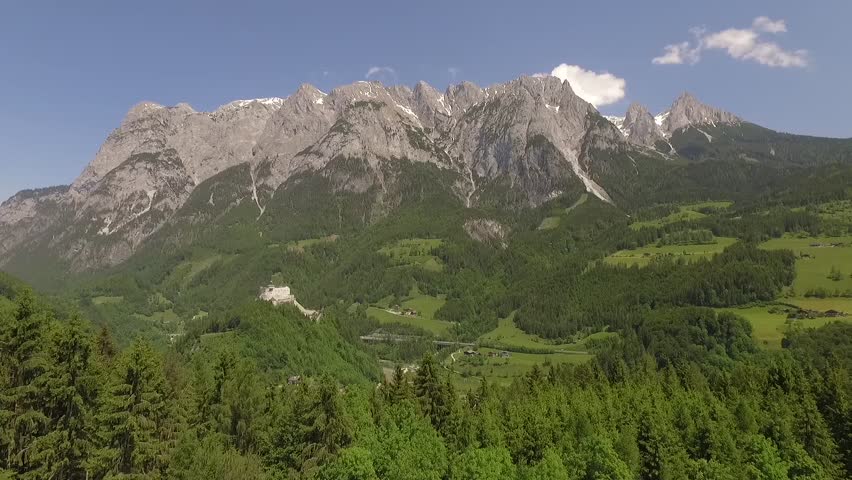 Aerial View to Mouintains Rauchegg and Hiefler, near Werfen, Salzburg, Austria 