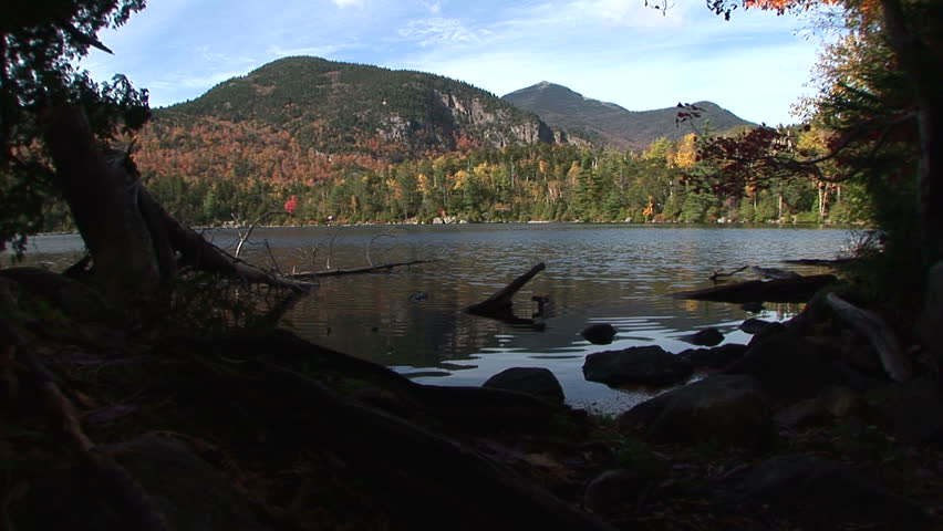 View of Copperas Pond from shore covered in shadow