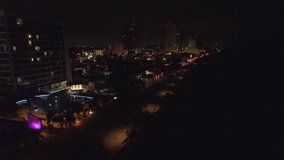 Aerial video Fort Lauderdale Beach at night