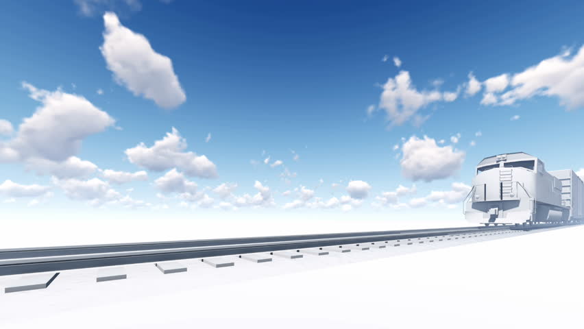 Abstract White Cargo Train with Stock Footage Video (100% Royalty-free