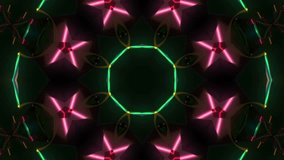 disco kaleidoscopes background with animated glowing neon colorful lines and geometric shapes for music videos, VJ, DJ, stage, LED screens, show, events, christmas videos, festivals, night clubs.