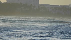 Great waves on caribbean sea in slow-motion telephoto, Dominican Republic