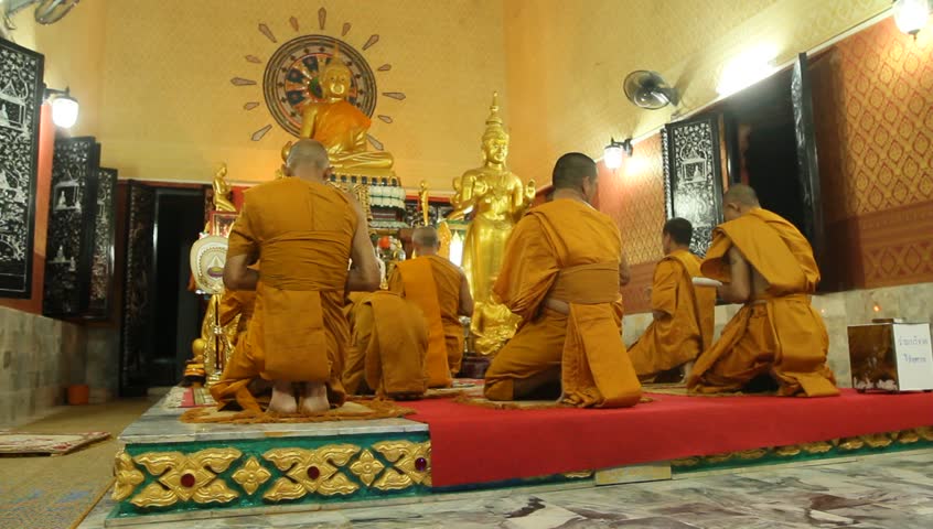 KO CHANG, TRAT/THAILAND - DECEMBER 5: Recitation of mantras by monks in a
