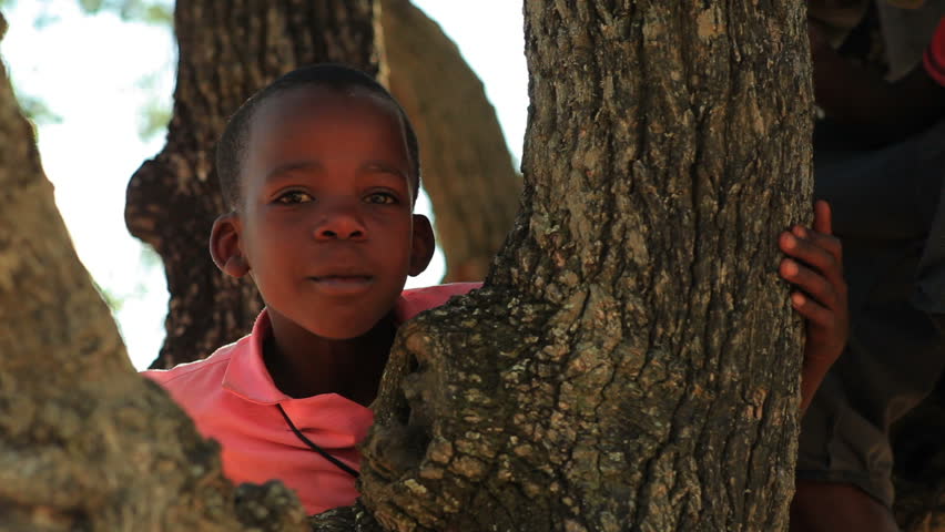 KENYA, AFRICA - CIRCA 2011: Children sitting in a tree.