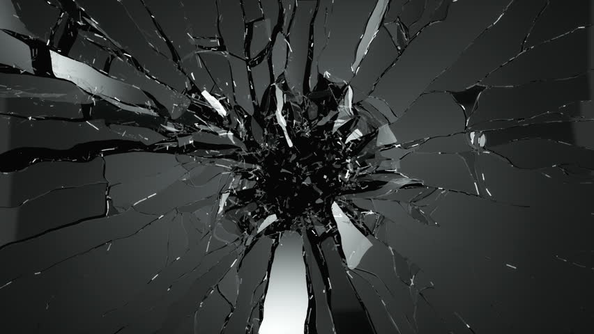 Cracked and Shattered black glass with slow motion 4?. Alpha is included Royalty-Free Stock Footage #17244421