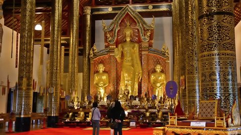 Chiang Mai, Thailand. Circa February 2016. Tourists visiting Wat Chiang Man