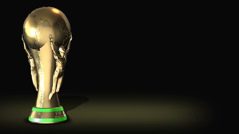 Rotation golden cup for winners animated Background for sports movie or sports presentations. Animation of seamless loop. Alpha mask included.