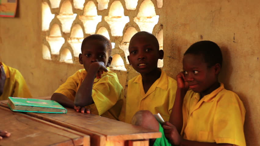 KENYA, AFRICA - CIRCA 2011: Front view of school boys in class in Kenya, Africa.