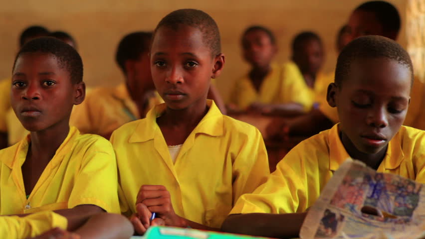 KENYA, AFRICA - CIRCA 2011: Close up of school boys in class in Kenya, Africa.