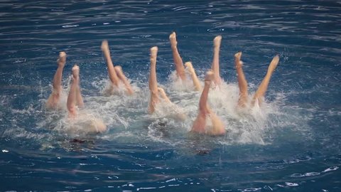 Water team sports, girls synchronized swimming