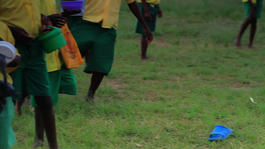 MOMBASSA, KENYA, AFRICA - CIRCA 2011: Boys playing during recess near a village