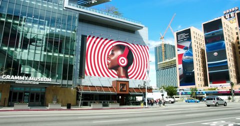 LOS ANGELES, CALIFORNIA, USA - MARCH 12, 2016: Grammy Museum Billboard before night event on March 12, 2016 in  Los Angeles, California
