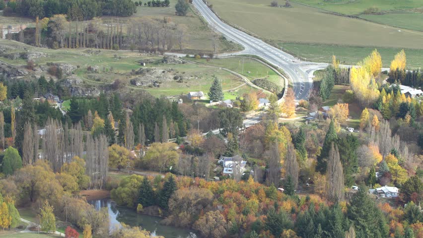 The Crown Range road in valley near Arrowtown, Otago region, South Island, New Zealand.