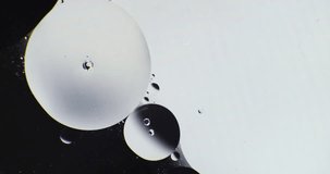 Macro. Oil babbles on  water, abstraction video.
