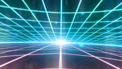 Retro 80s VHS tape video game intro landscape vector arcade wireframe terrain 4k 库存视频