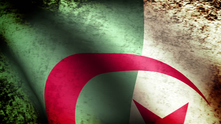 Algeria Flag Waving, grunge look