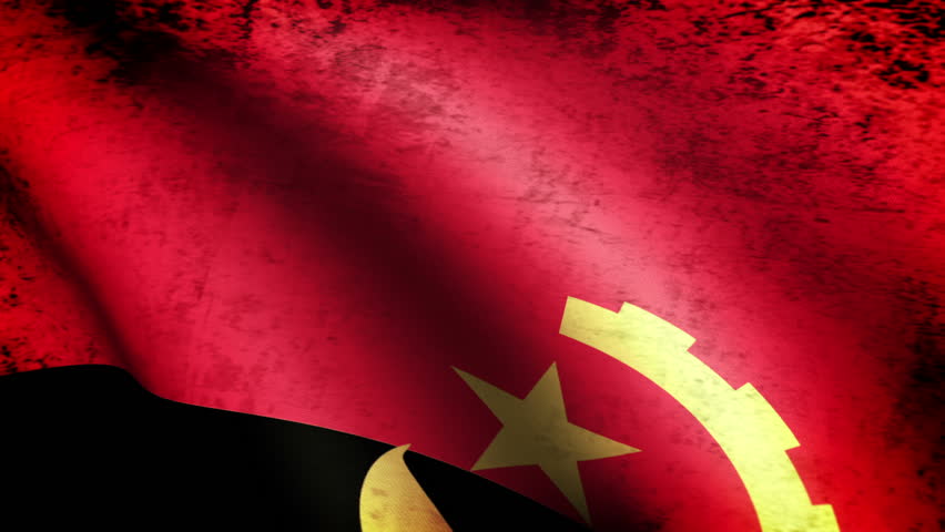 Angola Flag Waving, grunge look