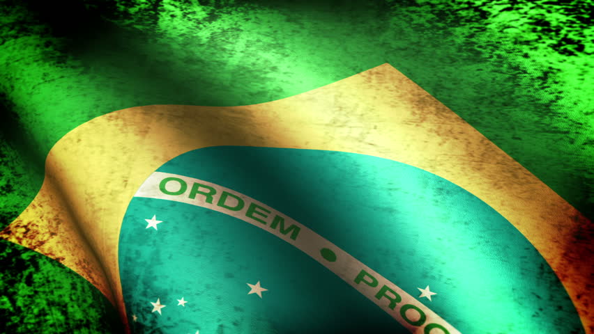 Brazilian Flag Waving, grunge look