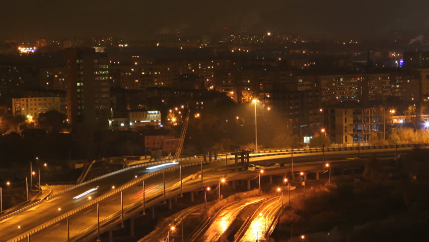 night high way. time-lapse