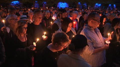 Toronto, Ontario, Canada June 2016 Toronto candlelight vigil memorial for Orlando gay nightclub shooting murder