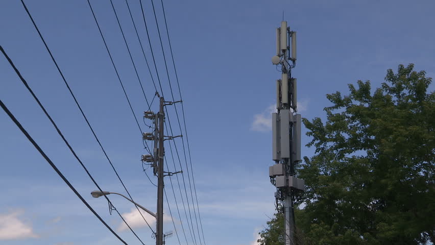 Markham, Ontario, Canada June 2016 Cell phone and mobile internet radio communications tower
