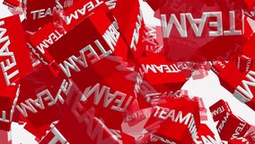 Flying red cubes with inscription TEAM in white - Powered by Shutterstock - Get 15% off with code: PIKWIZARD15
