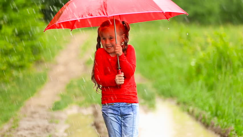 Girl with Red Umbrella Stock Footage Video (100% Royalty-free) 17313247 ...