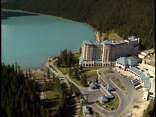 Fly past Chateau Lake Louise Banff National Park